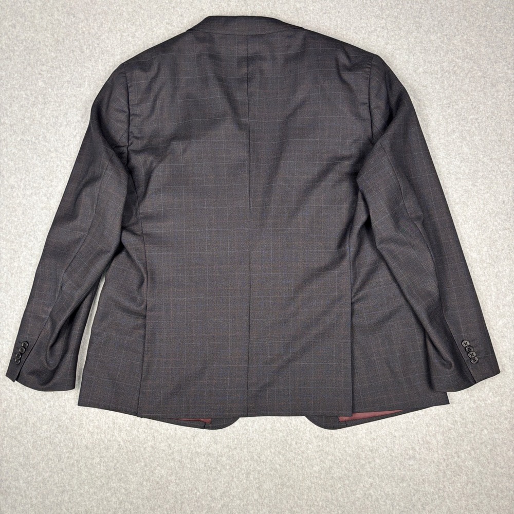 Paul Betenly Blazer 52R Windowpane Plaid Charcoal Wool Lanificio Filarte - Picture 6 of 15